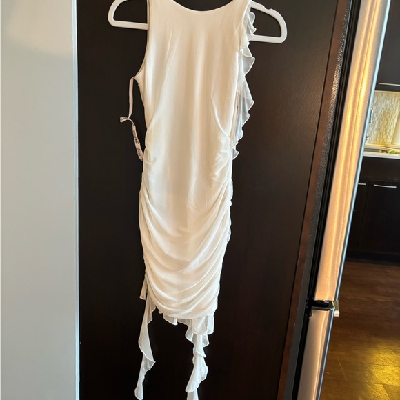 Oh Polly Backless Ruffle Detailing Mini Dress in Ivory - Picture 4 of 6